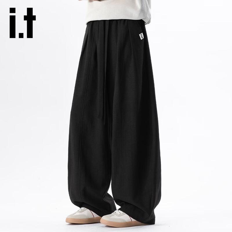 izzueit Men s Lightweight Curved Blade Wide-Leg Casual Pants M