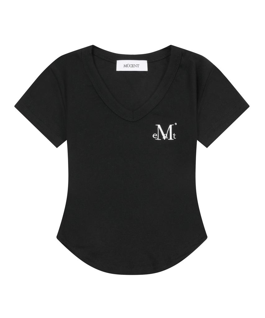 Mucent Bellin V-Neck Cropped Rolled Short Sleeve T-Shirt (5 Colors)