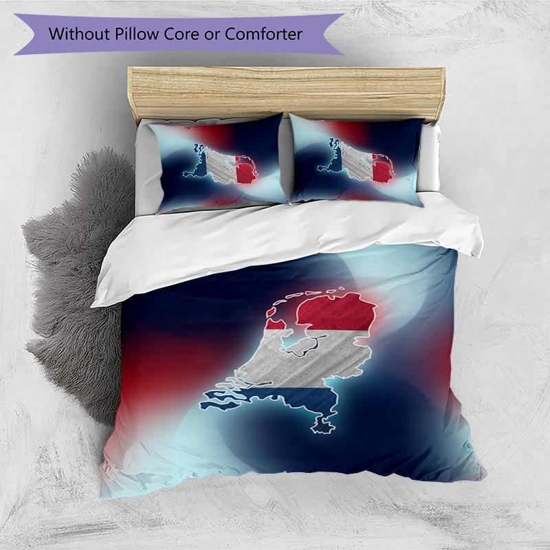 Netherlands Football Printed Bedding 3 Piece Set Cozy Breathable Bed Cover Set as Housewarming Holiday Gift