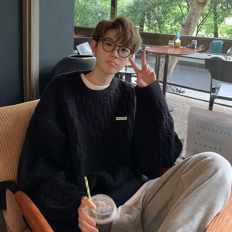 

Men s Stylish Cable Knit Sweater - Autumn/Winter Trend, High-End Loose-Fit Retro Knitwear for Couples XXXL чорний