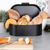 Bread Bin for Bread Rolls Metal Black Kitchen