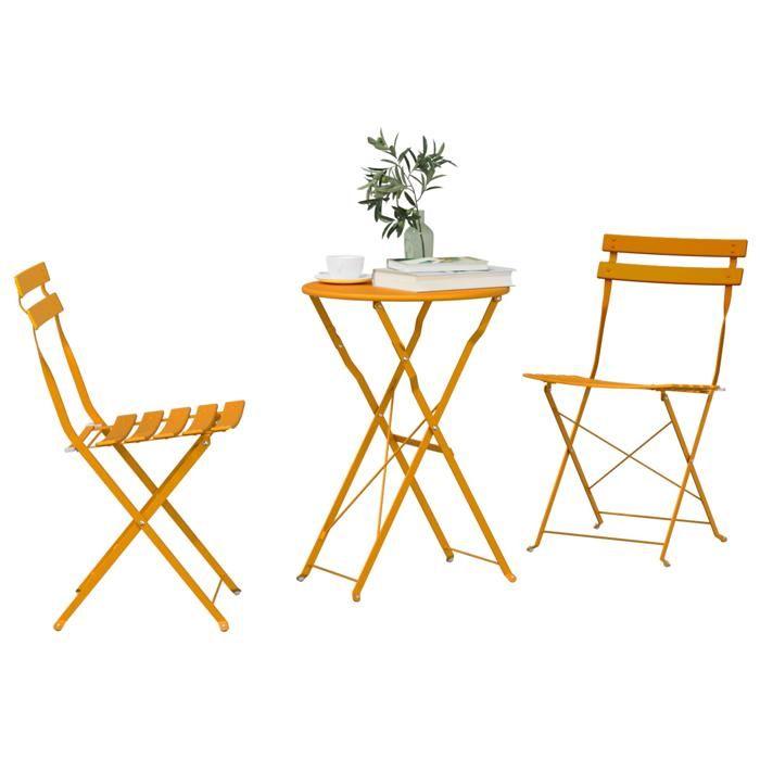 Set de bistro pliable 3 pièces jaune moutarde en acier 42002969
