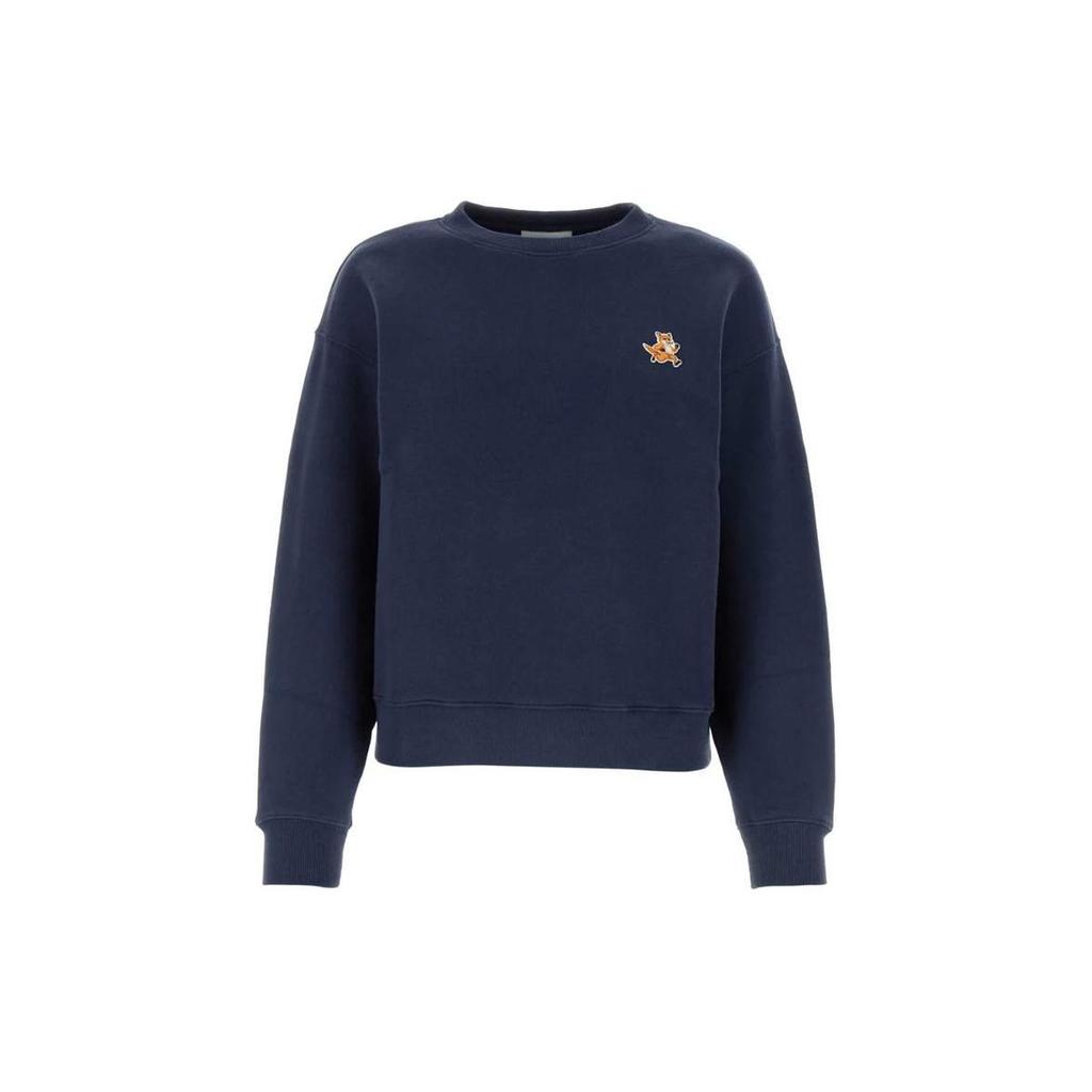 Maison Kitsune Solid Logo Crewneck Long Sleeve Sweatshirt Women Sweatshirts Blue MW00309KM0307-P476