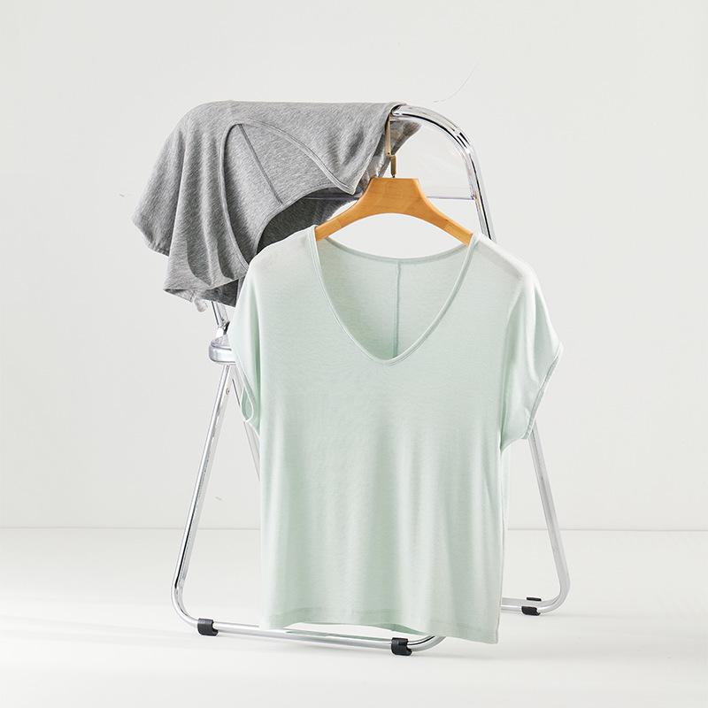 Spring/Summer  26 V-Neck Sleeveless T-shirt - Wool Acetate Tencel Blend, Lightweight and Breathable Large светло-зеленый