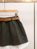 Autumn/Winter French Retro A-Line High-Waist Patchwork Skirt