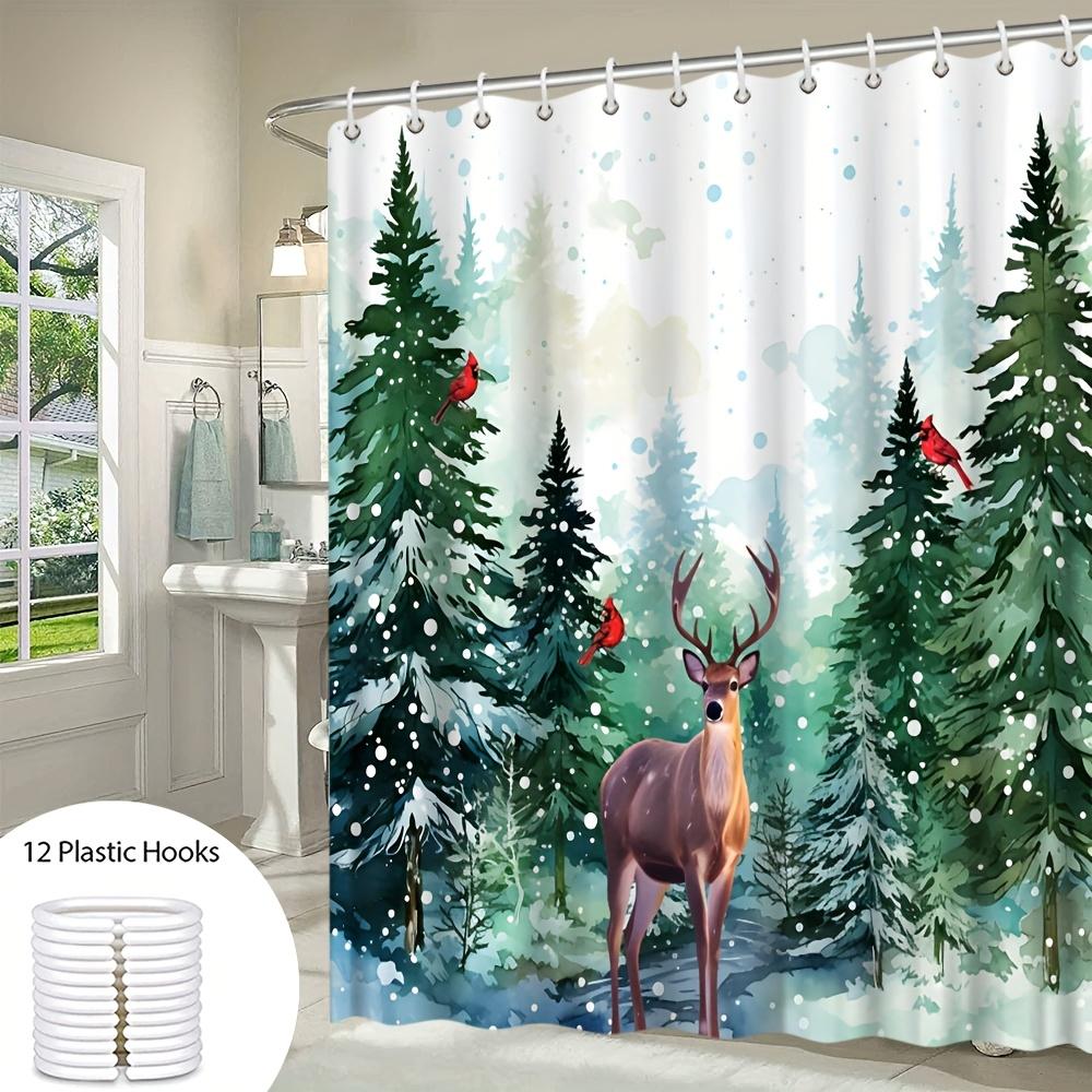 Enchanted Forest Deer Shower Curtain - Water-Resistant Fabric for Bathroom - Perfect for Nature and Wildlife Lovers