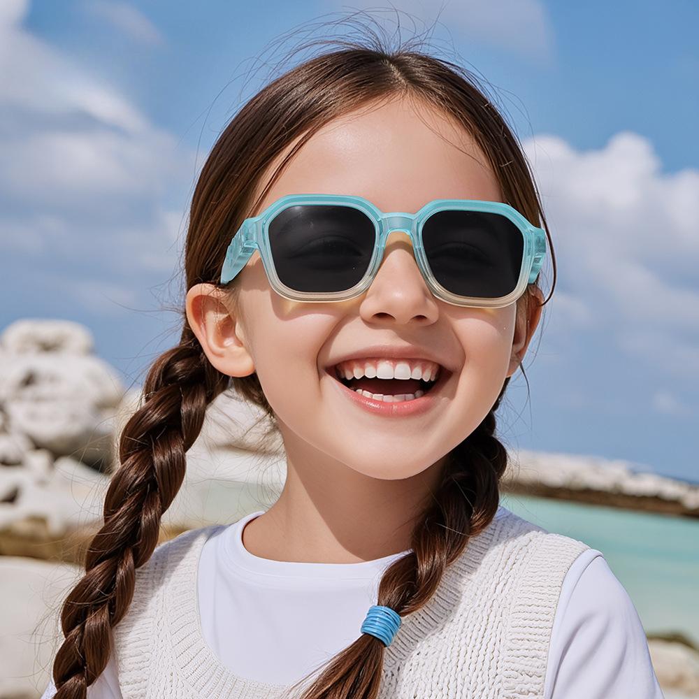 Fashion Boy Girls Square Sunglasses Jelly Color Summer Polarized Sun Shades TR Flexible Frame for Kids Children UV400 3-12 s