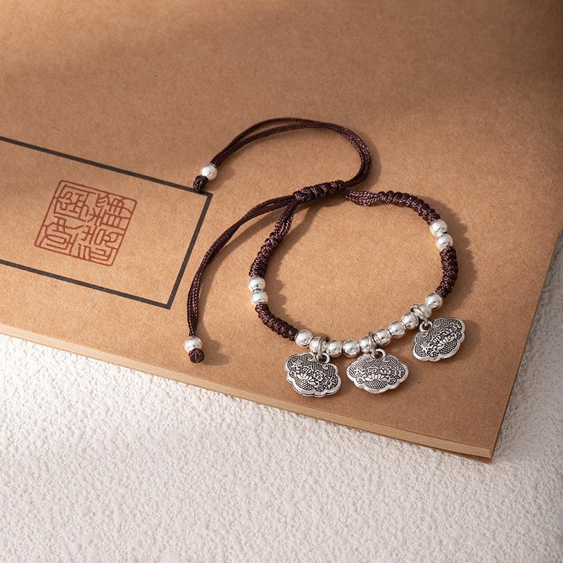 Ethnic Style Coffee Rope Bracelet, Hand-Woven Bracelet, Women'S Versatile Adjustable Butterfly Small Fish Mori Hand Rope