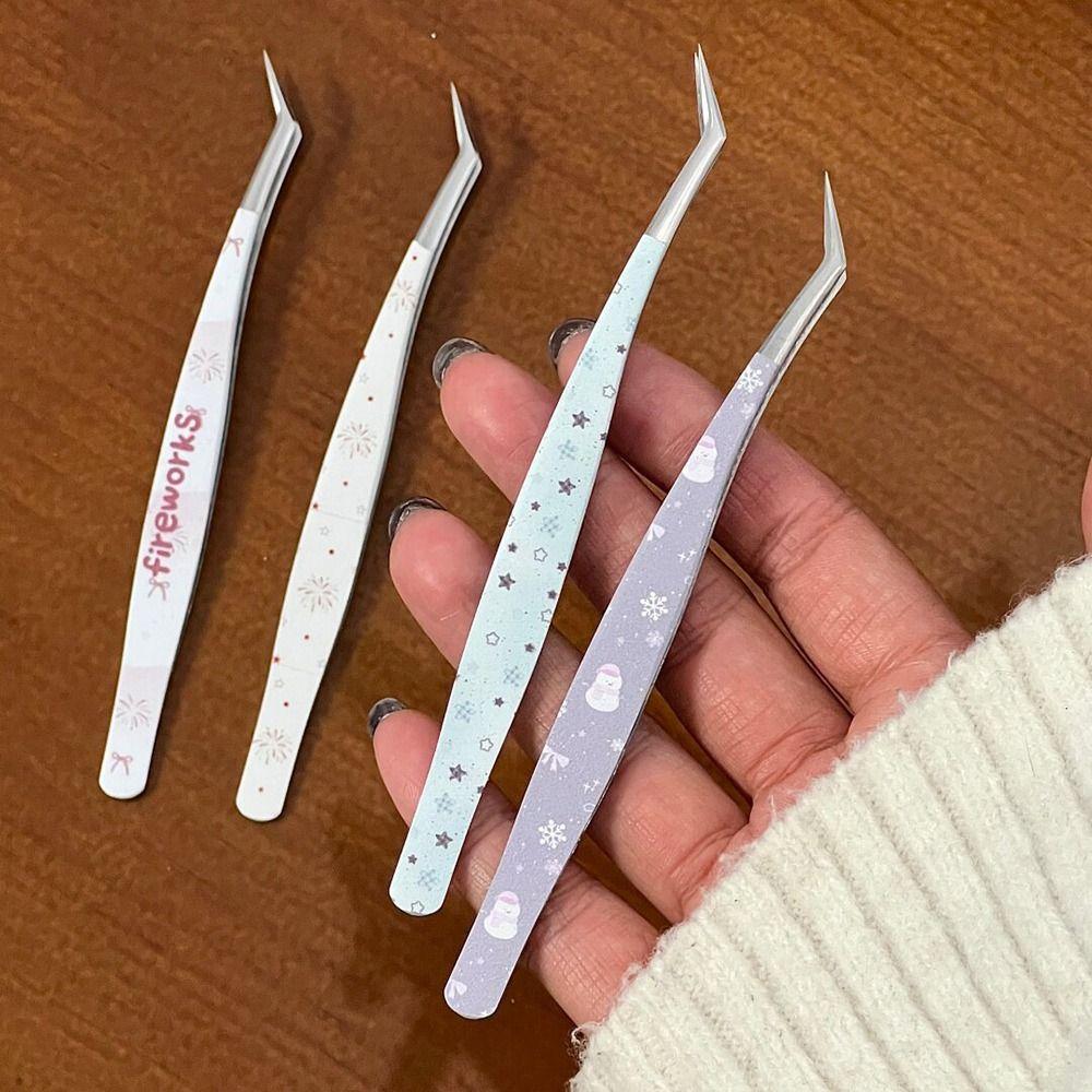 High Precision Curved Stickers Tweezers Lashes Extension Tweezer Miniature Scene Stickers