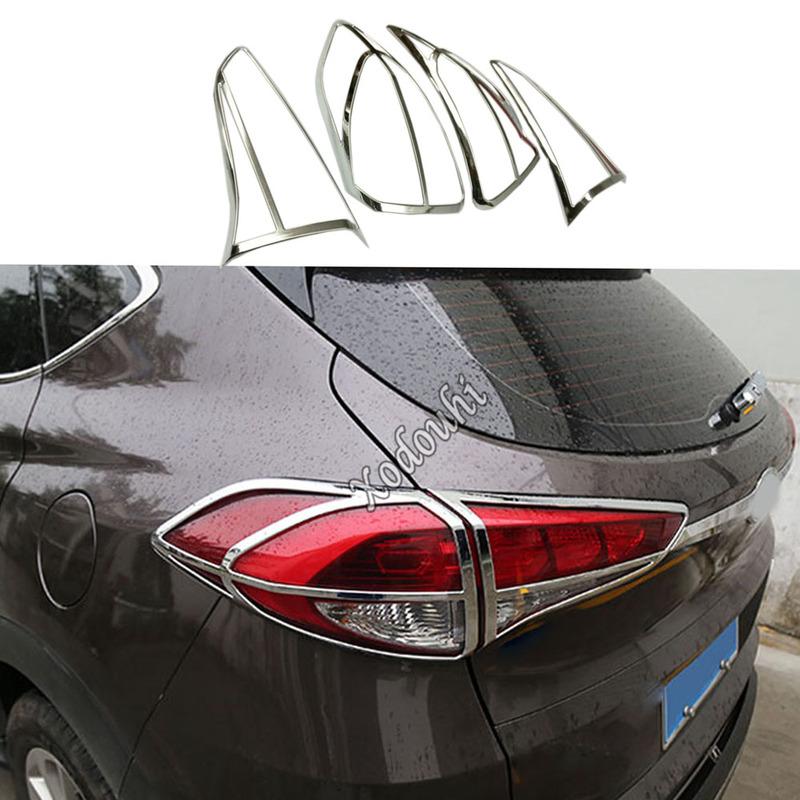 For Hyundai Tucson 2015 2016 2017 2018 Car Body Rear Back Light Lamp Detector Frame Stick Styling ABS Chrome Cover Trim Eyebrow