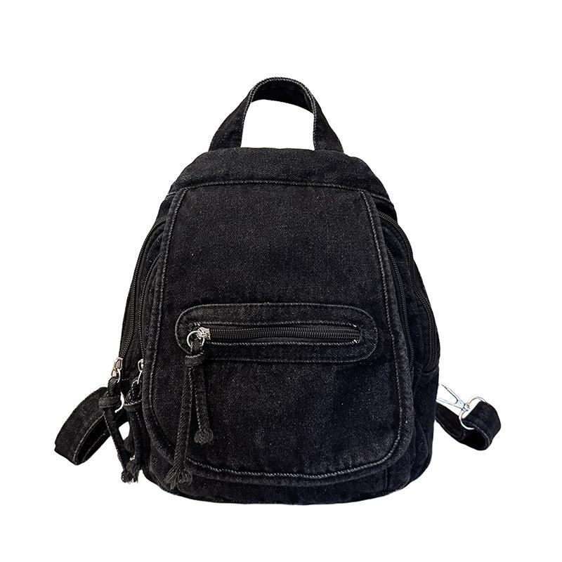 Zaino scolastico multifunzionale zaino rétro in denim nuovo alla moda da donna zaino piccolo a doppio uso borsa a tracolla flash per il tempo libero e i viaggi