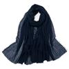 Women' Ink Blue Scarf 180x85 - Elegant, Smooth and Light Shawl in a Deep Color