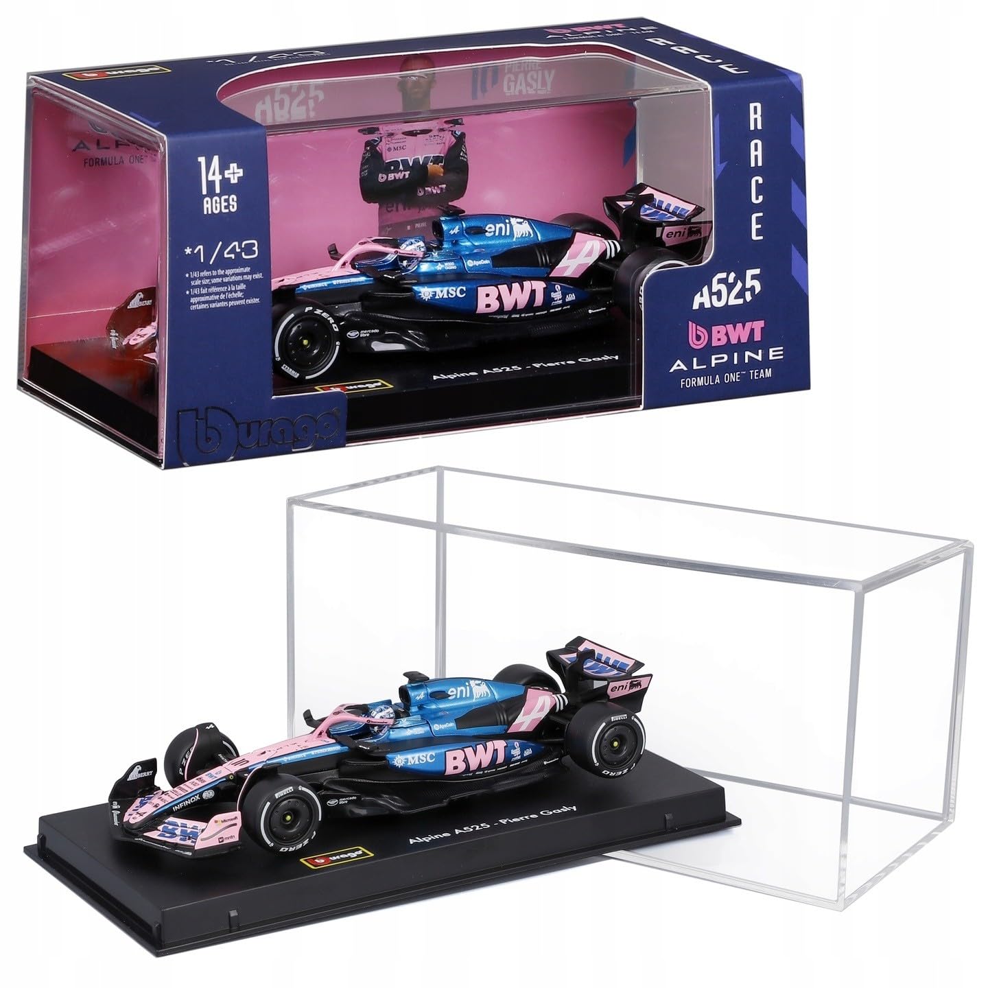 

Bburago 2025 Model Signature Series Alpine A525 Pierre Gasly Monaco GP Race Sports Car Miniature Diecast Car Finished Product 1/43 #10 / 18-38258 синій
