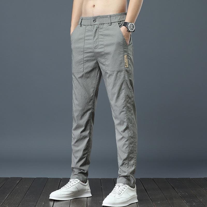 

Ice Silk Pants Men S Summer New Thin Elastic Casual Pants Slim Fit Pants Youth Trendy Brand Printed Pants Men 38 світло-зелений колір