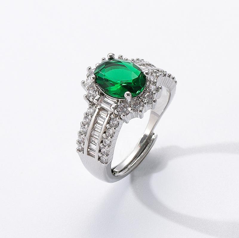 Silve Gorgeous Shiny Stone Green Zircom Ring For Women Engagement Wedding High Quality Fine Jewelry