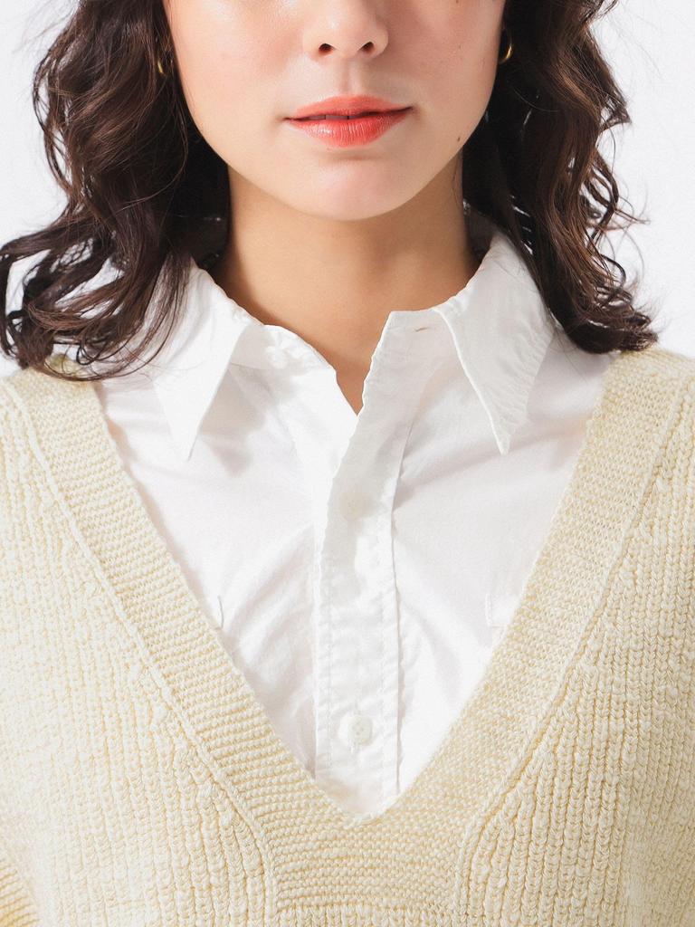 Beams Boy Women's Short Red Cross Knit Vest, Ivory, One Size, 13050146126