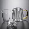 Heat Resistant Stripe Glass Teapot with Infuser Borosilicate Glass Tea Pot Stovetop Safe for Blooming Tea, Loose Leaf Tea
