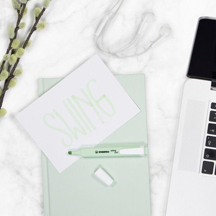 Pochette x 6 STABILO swing cool Pastel - menthe à l'eau + crème de jaune + teint de pêche + soupçon de rose + brume de lilas + touch