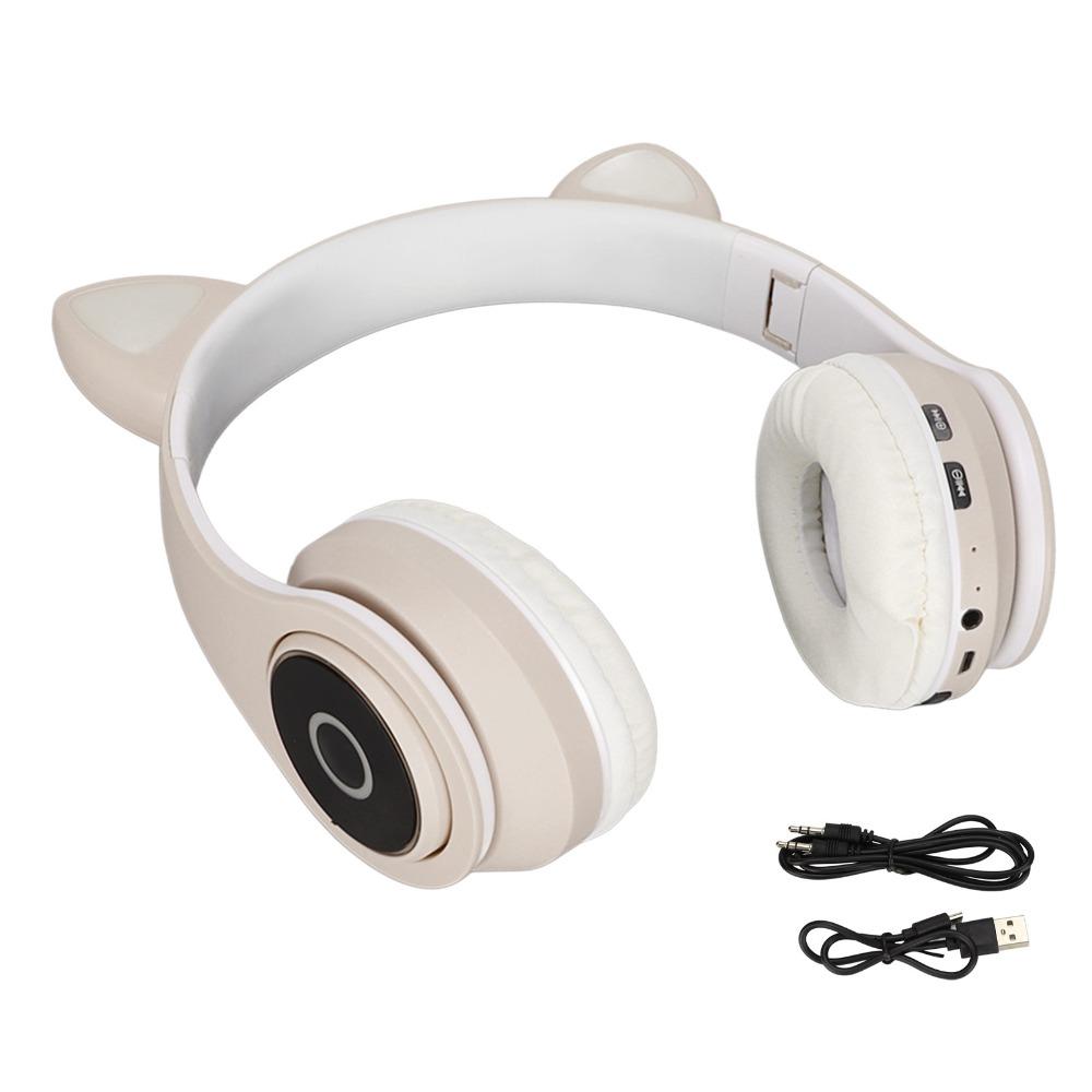 Bass Enhancement Cute Cat Ear Bluetooth Headset Adjustable Wireless Bluetooth Headset Portable Headset Portable Use