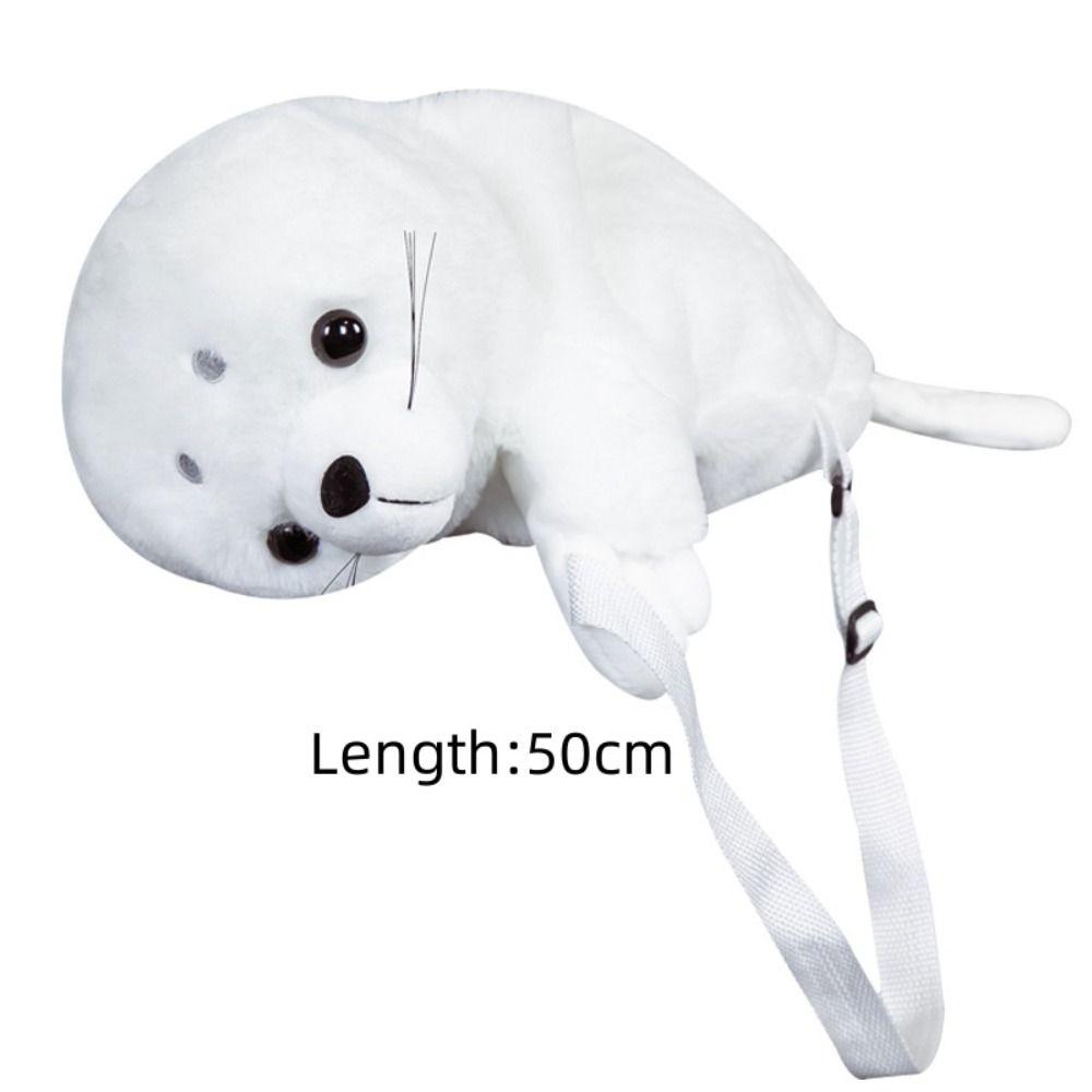 Plushie Doll Seal Plush Schoolbag Cute White Sea Lion Plush Bag Lovely Stuffed Backpack Baby Kids