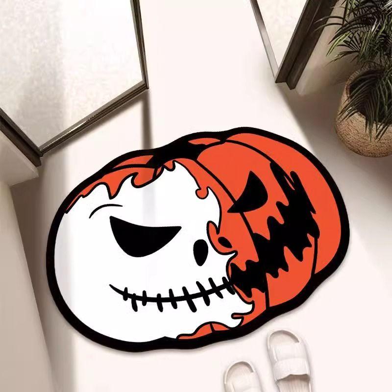 Halloween Pumpkin Diatom Mud Non-slip Floor Mat Creative Holiday Decoration Toilet Door Absorbent Mat Bathroom Floor Mat