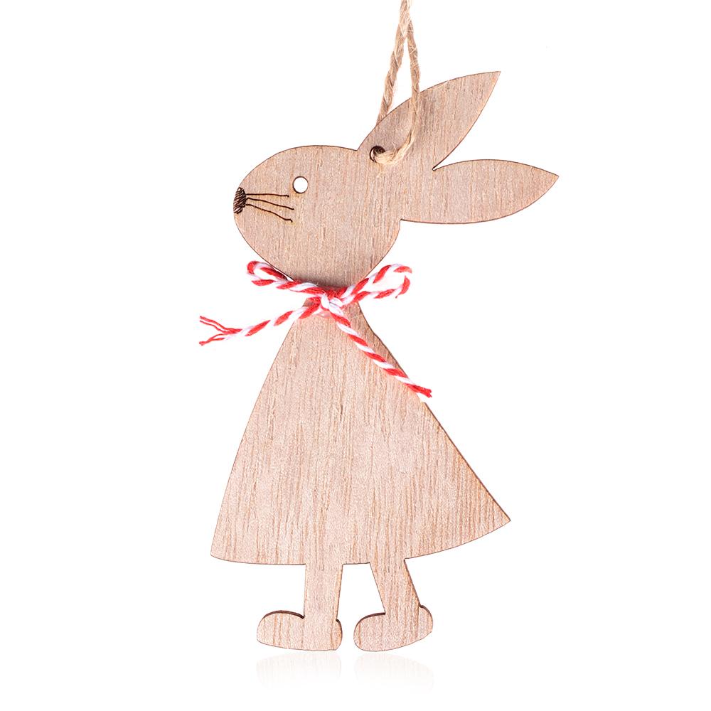 3PCS Natural Wooden Hanging Home Decorations Easter Rabbit Easter Ornaments Wood Crafts Cute Bunny