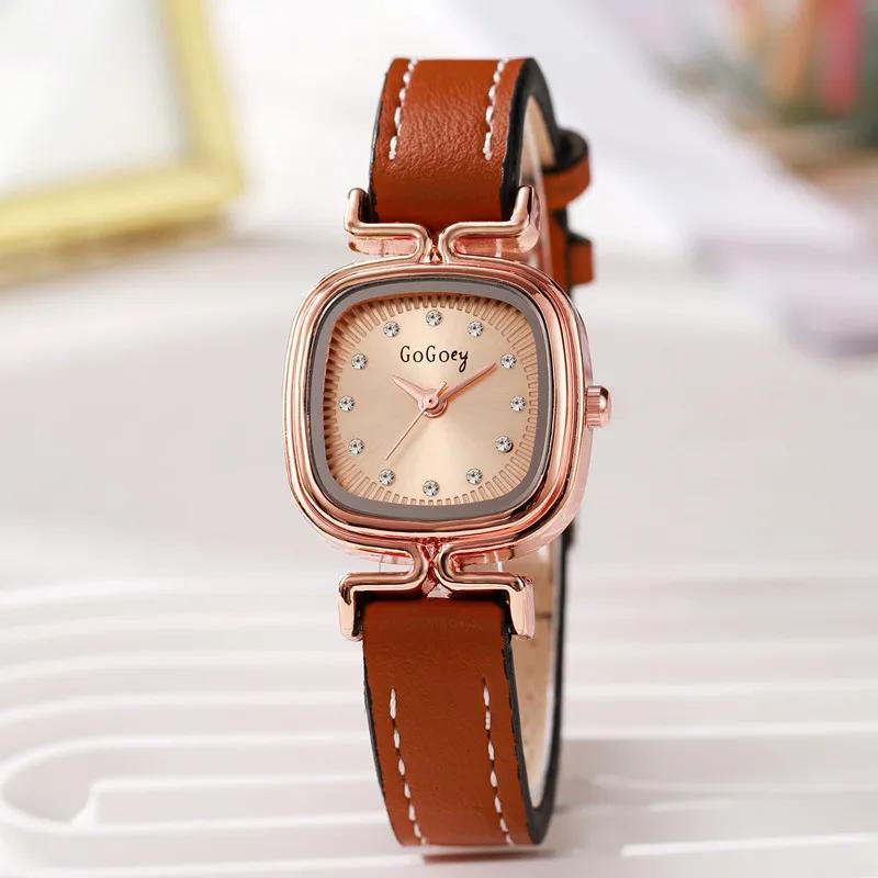 Luxury Woman Quartz Watches Leather Strap Small Square Dial Ladies Watch Casual Fashion Versatile Wristwatches Montre Femme