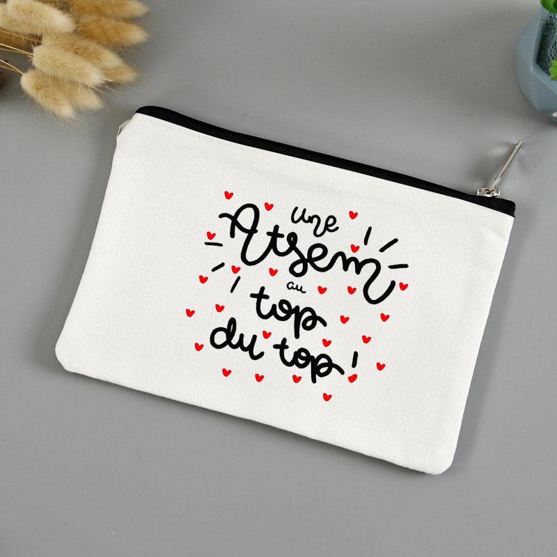 Teacher's Day Gift Thank You Mistress Print Makeup Pouch Zipper Lipstick Storage Women Canvas Cosmetic Bag Teacher Clutch Bag