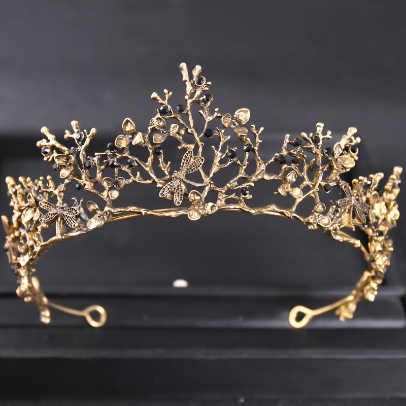 Golden Crown European and American Baroque Crown  Wedding Dress Accessories Hair Band  Bride's Headwear Crown
