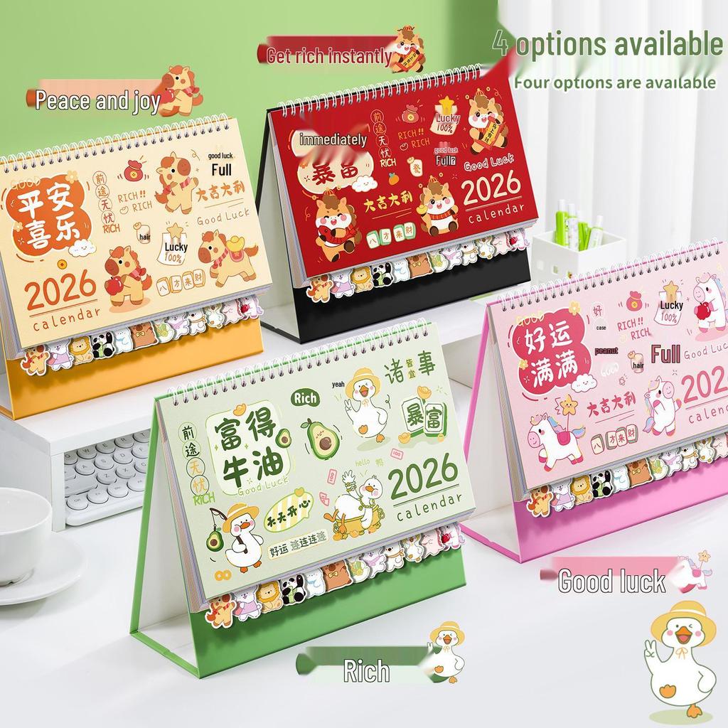 2026 Cute Cartoon Desk Calendar: Creative Office & Student Planning Ornament