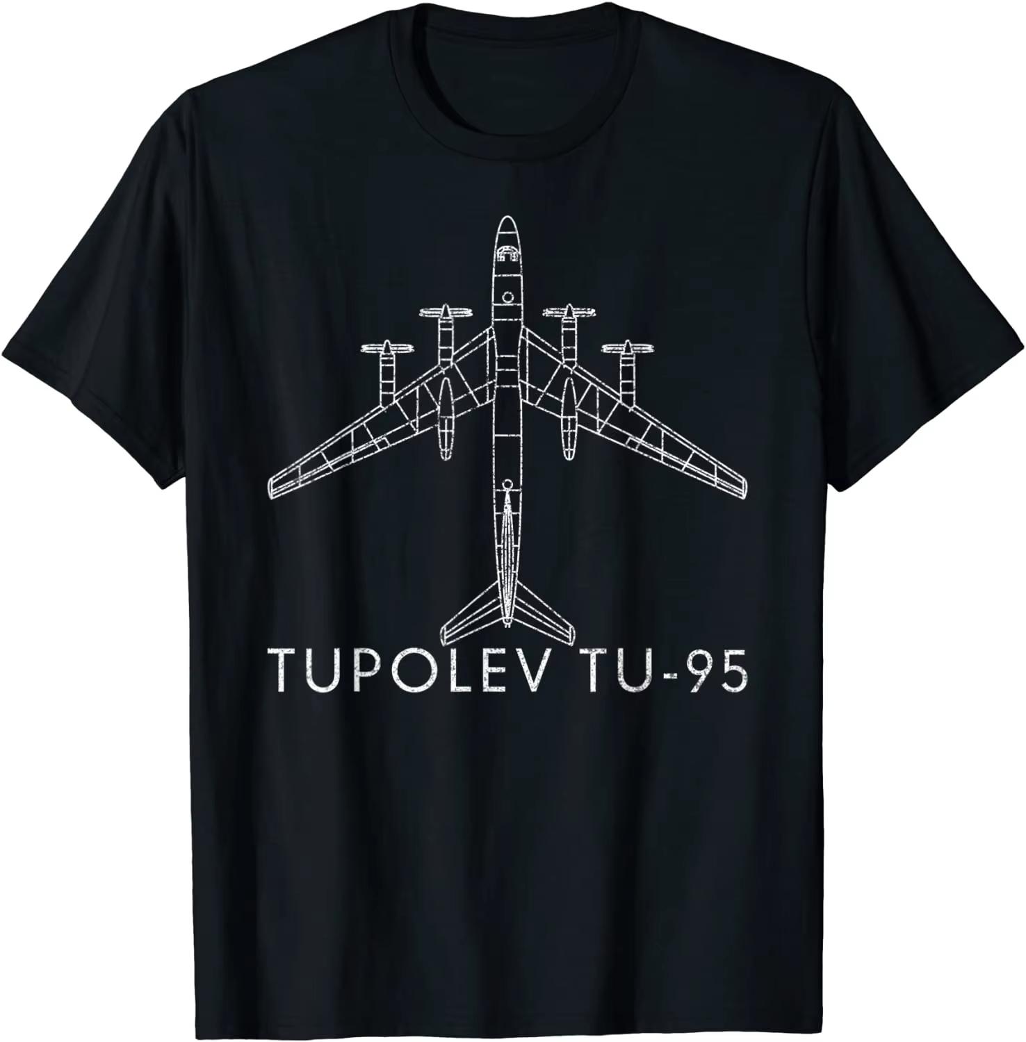 2026 New Russian Warplane Tupolev Tu95 Bear Strategic Bomber TShirt Summer Cotton Unisex T Shirt New Streetwear Tees S