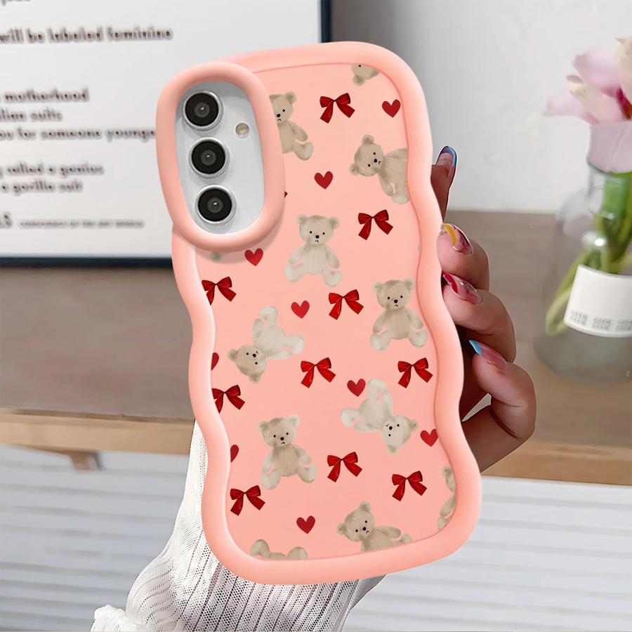 Cute Bow Bear Case for Samsung Galaxy A11 A14 A13 A21s A16 A15 A12 A52 Soft Phone Cover A22 A04 A06 A53 A23 A05 A03 A33