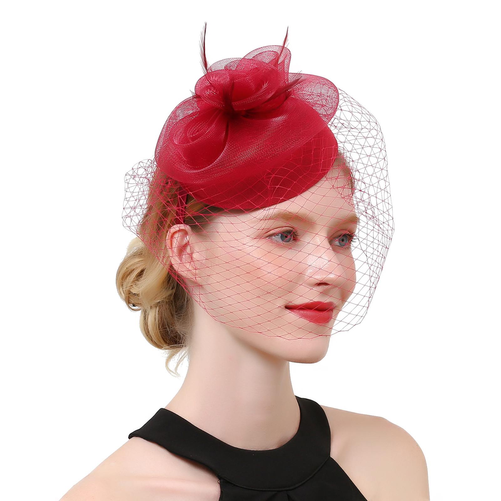 

Женщины Девушки Сетка Чародеи Шляпа Коктейльная Вечеринка Оголовье Головной Убор Свадебная Шляпа One Size винный