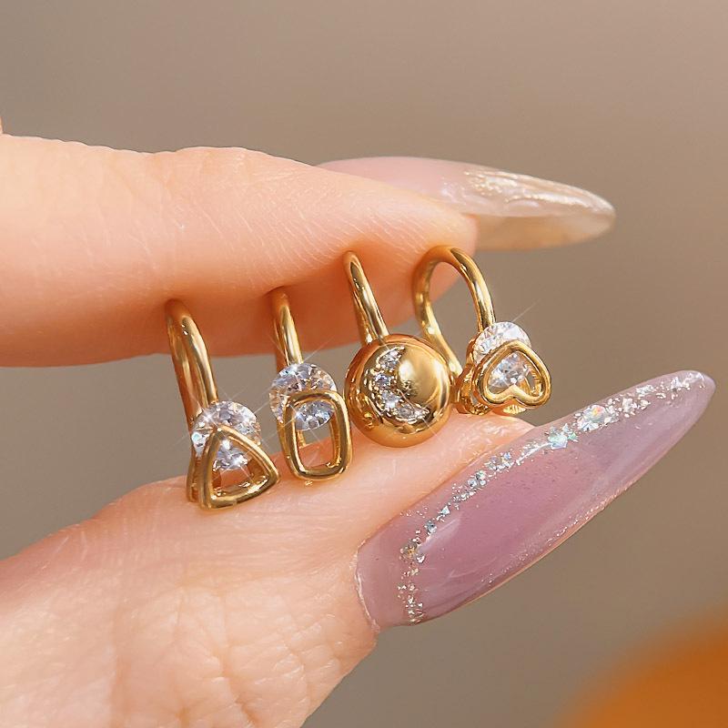 80s Hong Kong Style Red & Blue Clip-On Earrings for Non-Pierced Ears – High-End French Luxury Stud Hoops