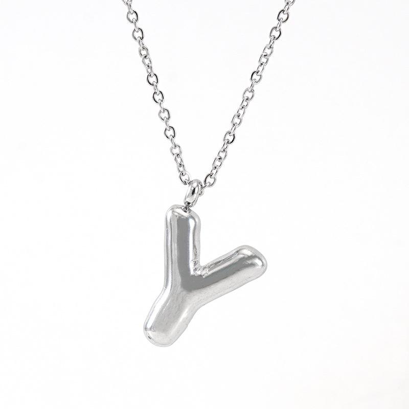 Fashionable Plump Stainless Steel Alphabet Necklace For Women