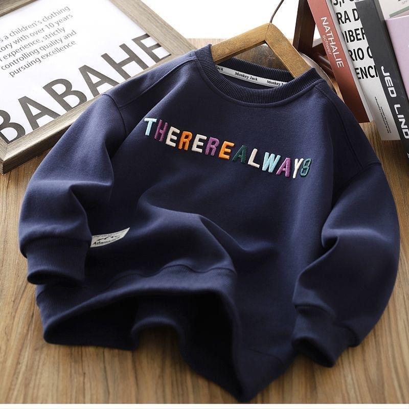 Boys Stylish Letter Print Crewneck Sweatshirt Long Sleeve Casual Top For Spring Autumn Kids Fashion Pullover