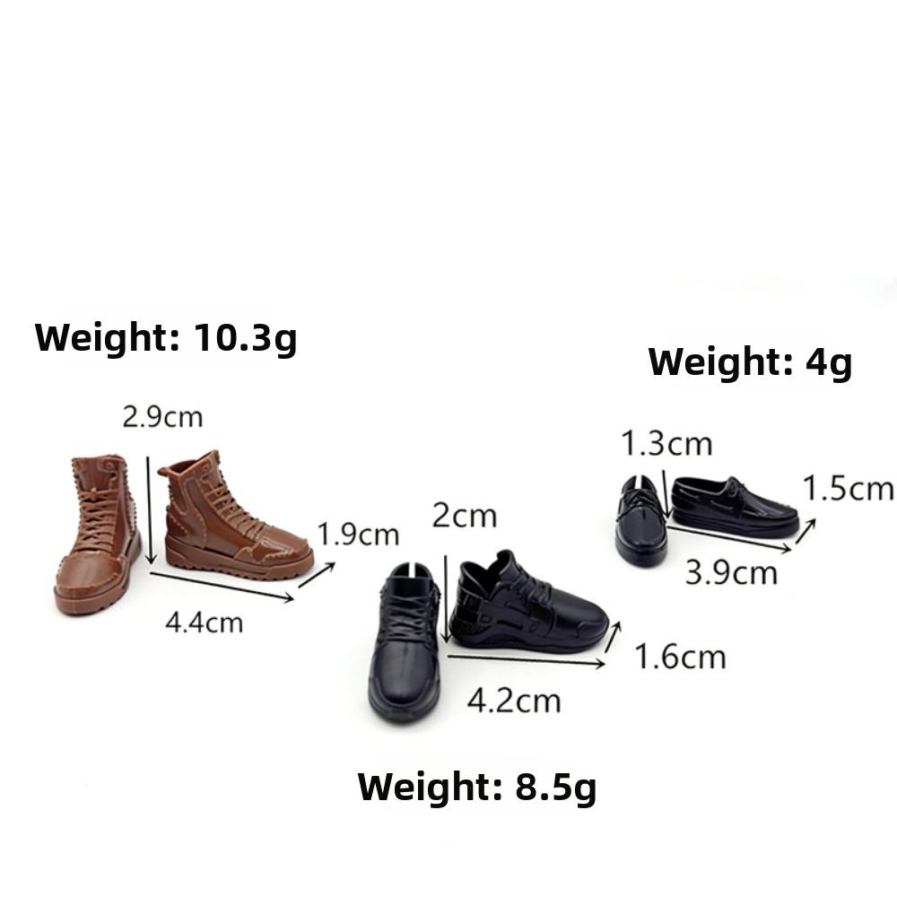 1Pair High Quality Fashion 1/6 Doll Shoes Plastic Multistyles Male Doll Boots Doll Casual Wear Shoes Fit Foot Length 2cm Dolls