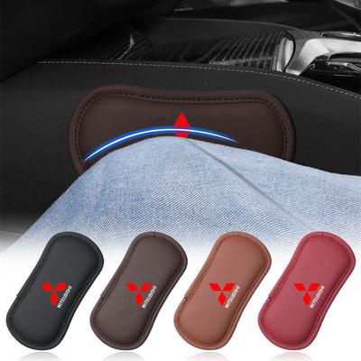 1Pcs Car Interior Leg Knee Rest Pads Leather Cushion Badge For Pajero Outlander XL Montero Lancer Triton L200 Galant