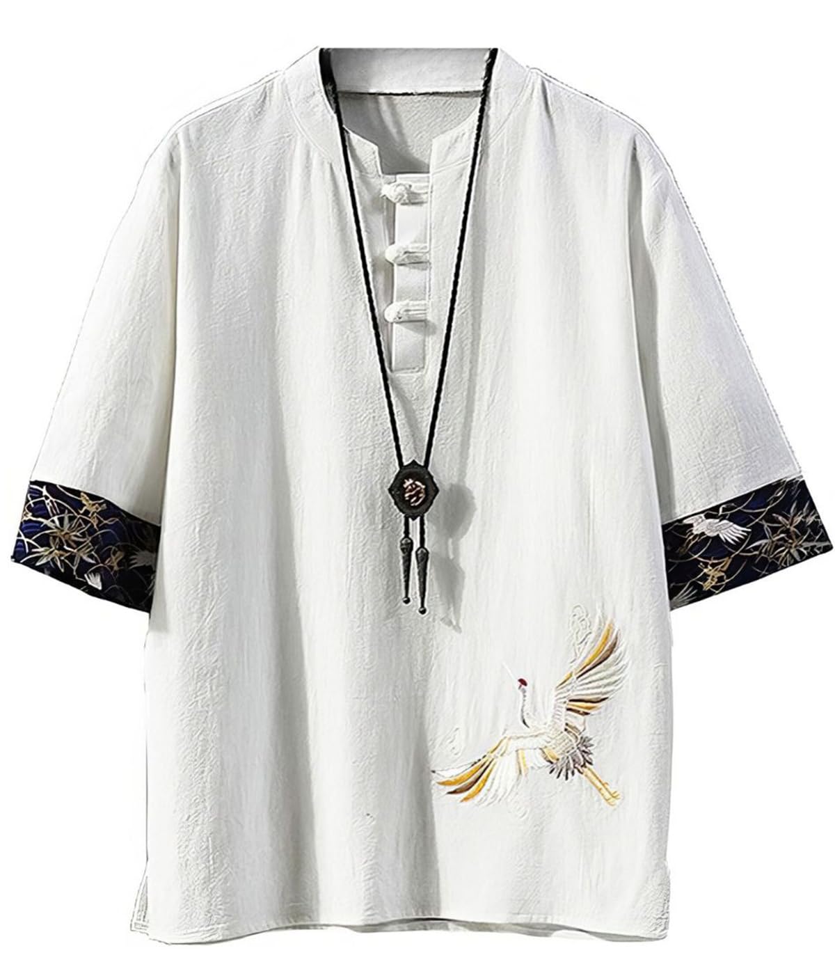 

Летняя короткая японская больших размеров свободная однотонная размер 2XL [foveitaa] мужская футболка, лен, рукав, хлопок-лен, стиль, вышитая, рукав 3/4,