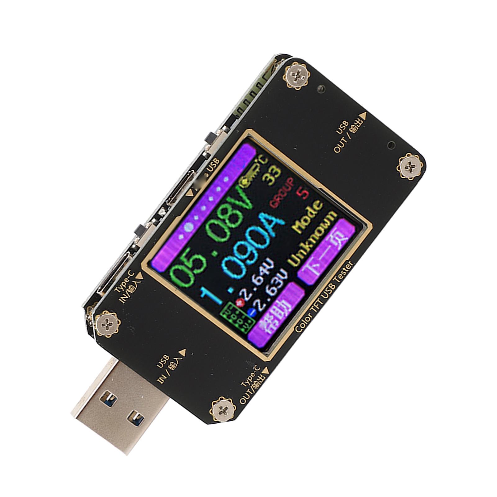 

USB Voltmeter Ammeter Color LCD Display Voltage Current Tester Digital Power Detector PD Fast Charging