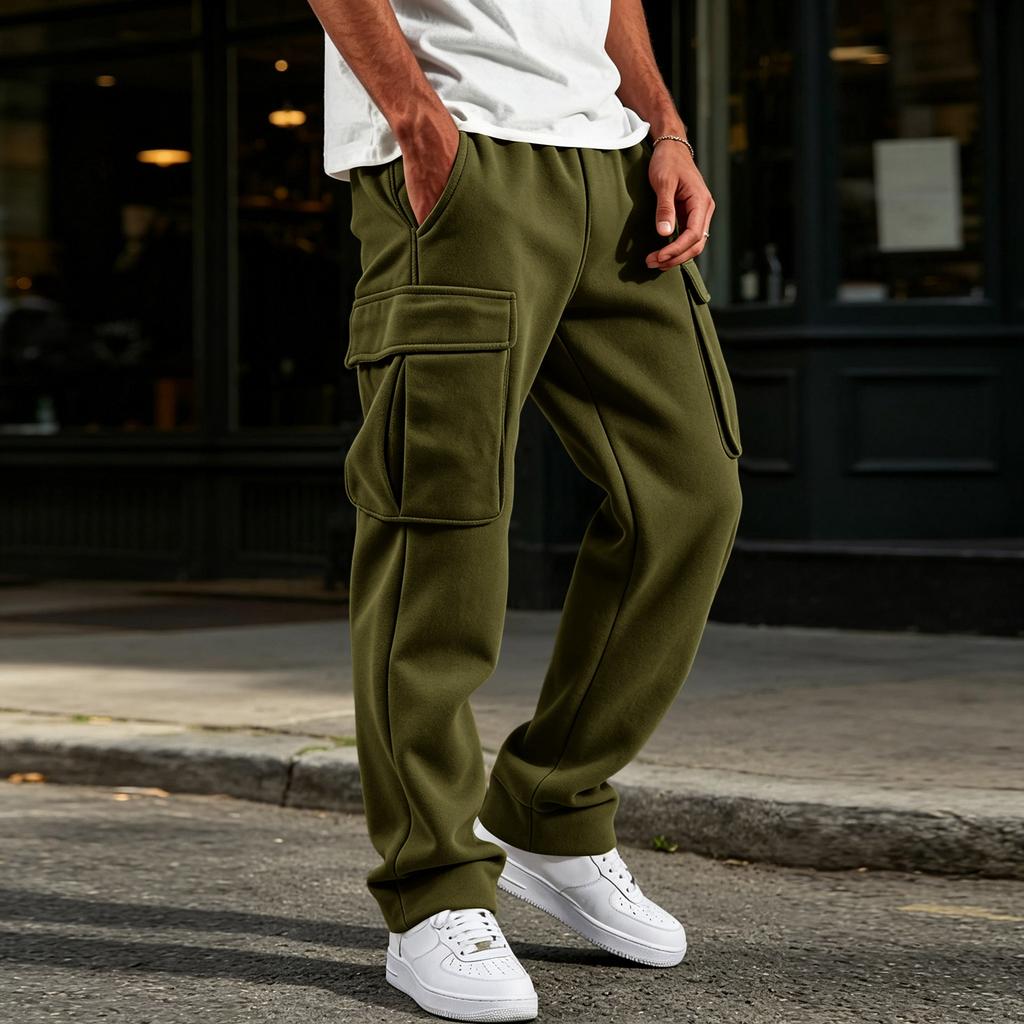Herren-Jogginghose mit 4 Taschen, elastischer Bund mit Kordelzug, gerade Beine, Trainingshose