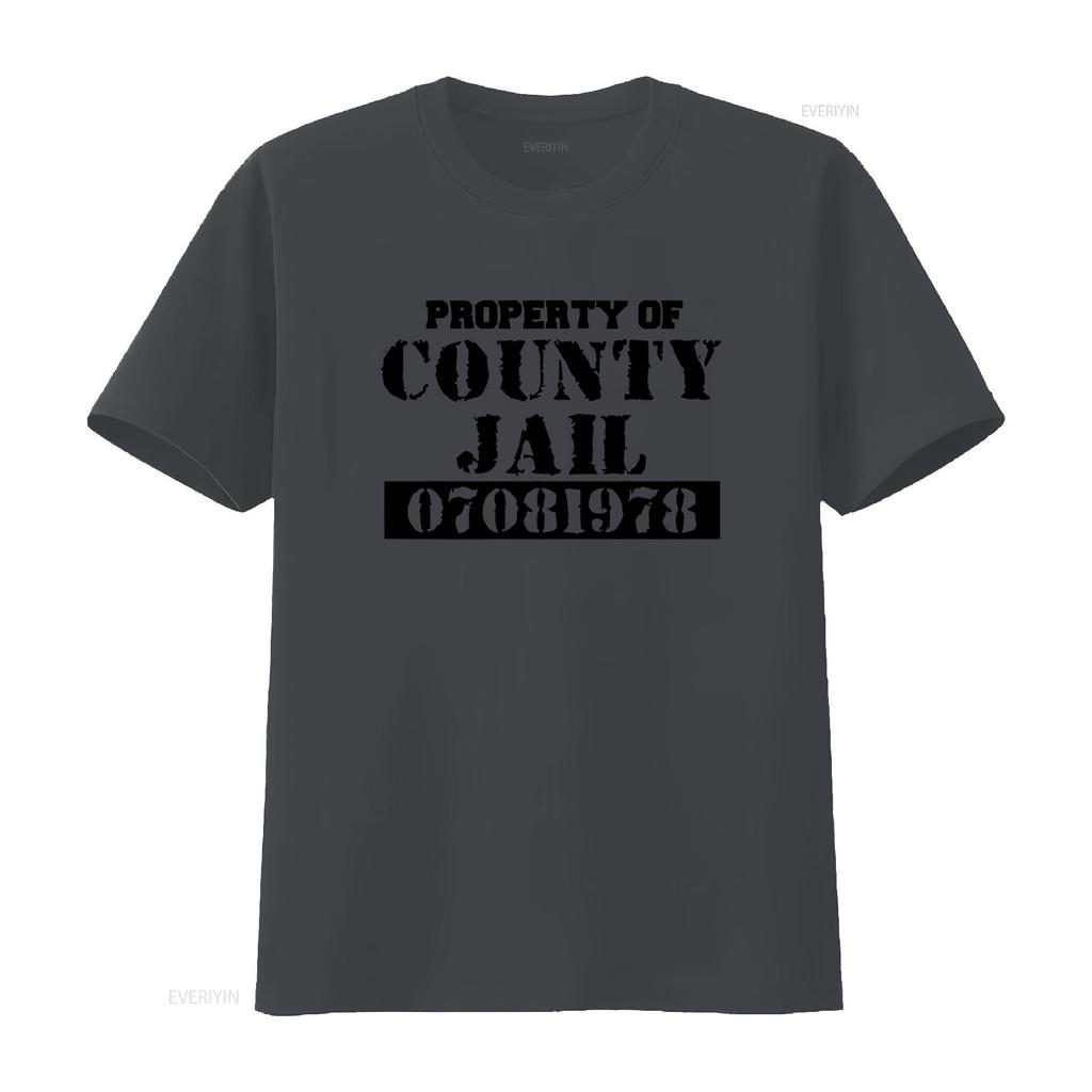 Property of County Jail Prison Orange T Shirt Front Back 70 vintage Washed designer clothes Top For Everyday Wear graphic