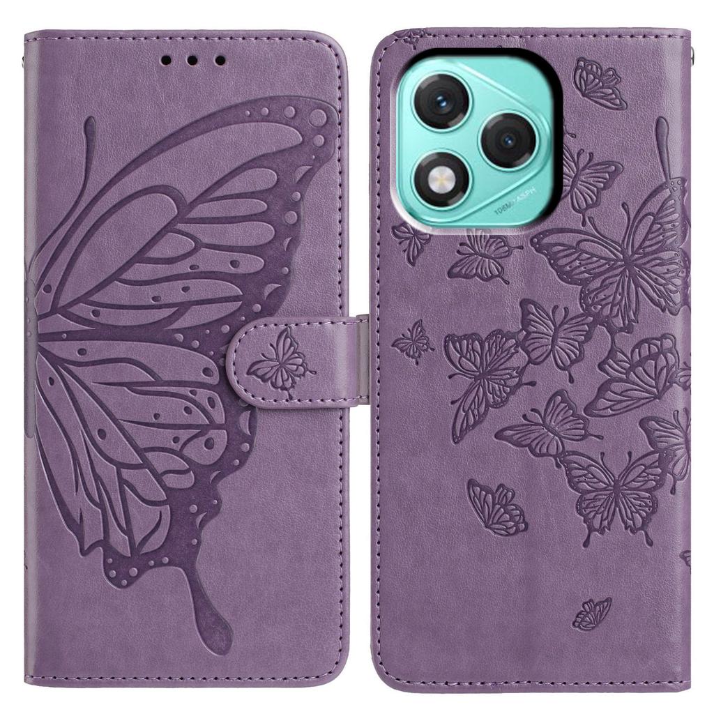 Für Honor 400 Lite 5G Hülle Schmetterling Geprägte Brieftasche Ständer PU Leder Klapphülle mit Riemen