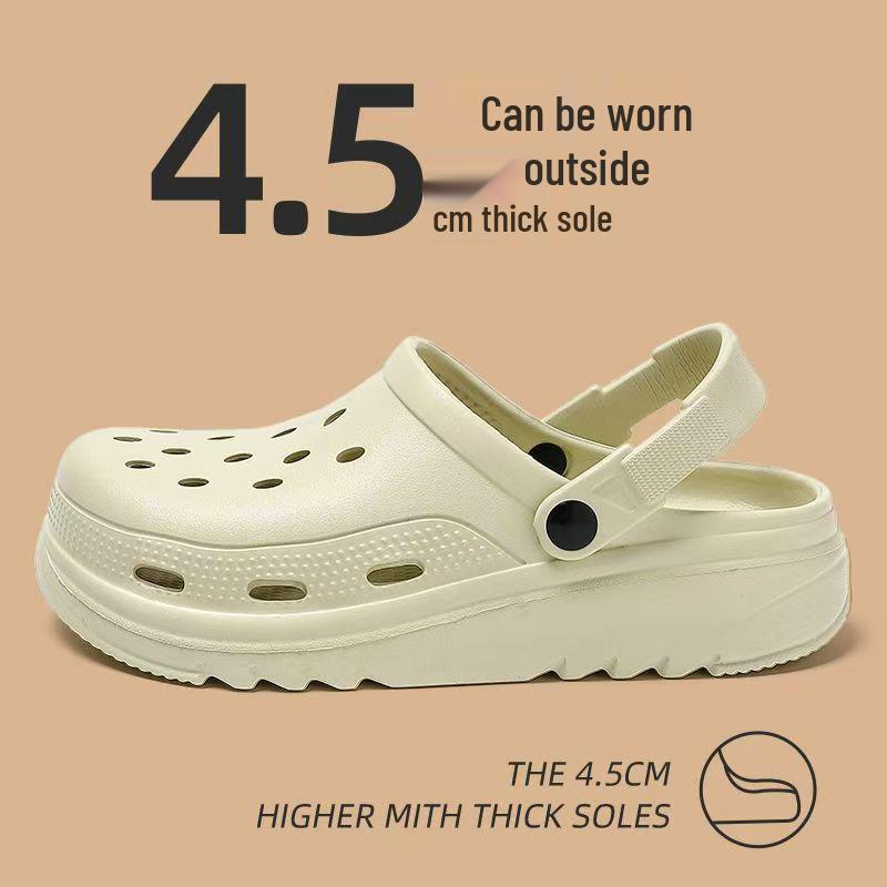 Women's 2024 Anti-Slip Thick-Soled Beach Shoes: Closed-Toe, Hole Design, Half-Slippers for Summer Outdoor Wear.