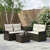 Sofa Set 6 Pcs. 4 Seater Black and Cream White