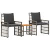Set Arredo Giardino 3 Pezzi Nero e Grigio Scuro