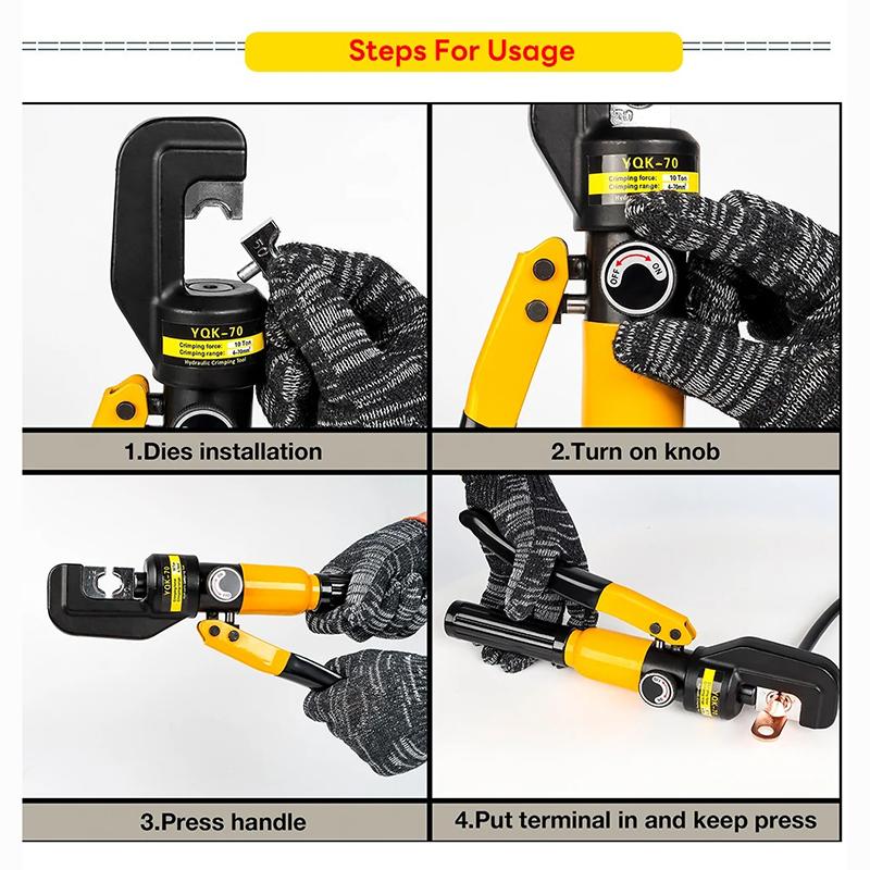 Hydraulic Crimping Tool YQK-70 Cable Lug Crimper Plier 4-70mm²  Compression Tool Pressure 8T Pressure Home Hydraulic Tools