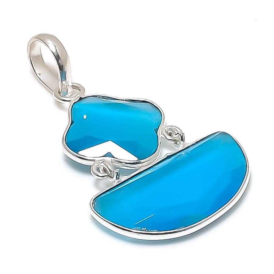 

Blue Monalisa Gemstone Handmade 925 Sterling Silver Jewelry Ring Size 4.5 GK-6601