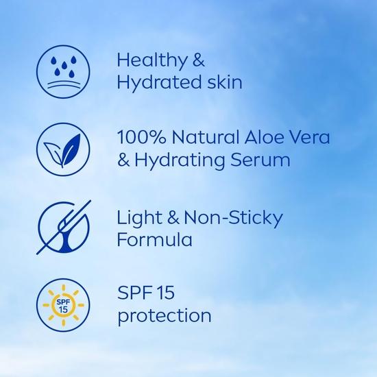 Lait corporel NIVEA Aloe Protection 400 ml | SPF 15 | Extraits d'aloe vera | Sérum hydratant | Hommes et femmes | Tous types de peau