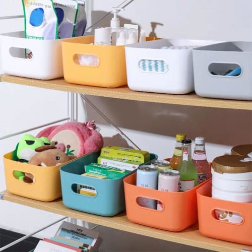 RAIN QUEEN Storage Baskets, Storage Boxes, Trinket Boxes, Polypropylene Cases, Set of 8, Multicolored, Small Item Organizers, Desktop Storage Cases wi